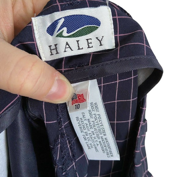 VTG Haley Women's Golf Shorts Size 10 Navy Pink Check Slash Pockets Back Pocket - Picture 3 of 9